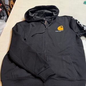 Carhartt Black Zip-Up Hoodie with Gold Logo